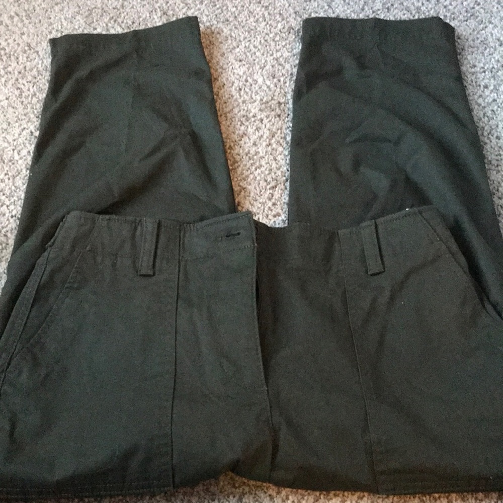 Talbots Cropped Straight Leg High Waist Green Pants